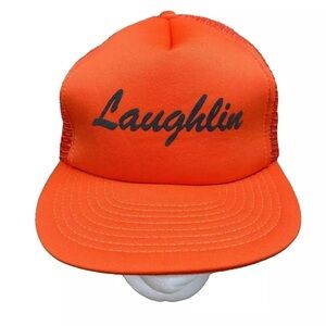 Vintage Laughlin Nevada Hat Cap Snap Back Orange Trucker Mesh Royal Pacific
